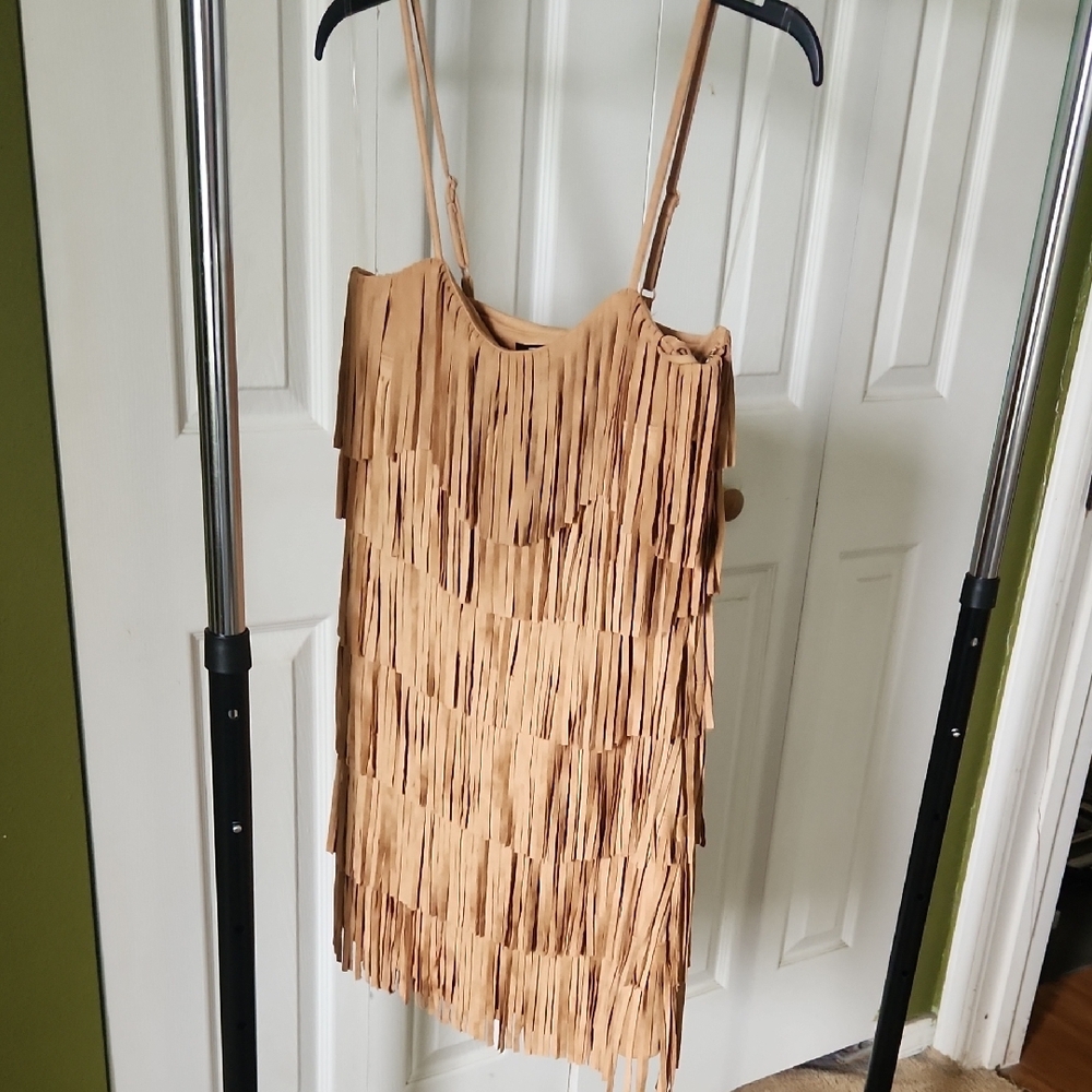 Fringed Tan Dress